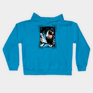 Pretty Blue Black Masked Lovebird Kids Hoodie